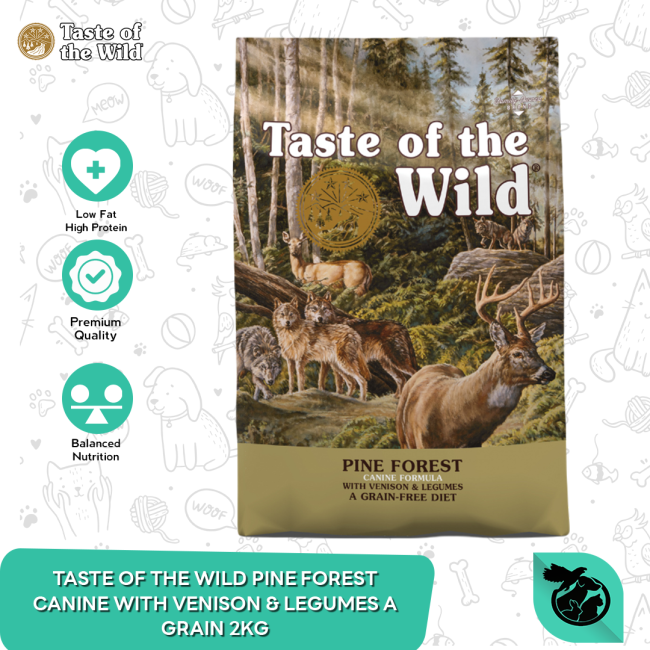 Taste of the Wild Pine Forest Canine Recipe Venison & Legumes Dry Dog Food Makanan Anjing 2kg