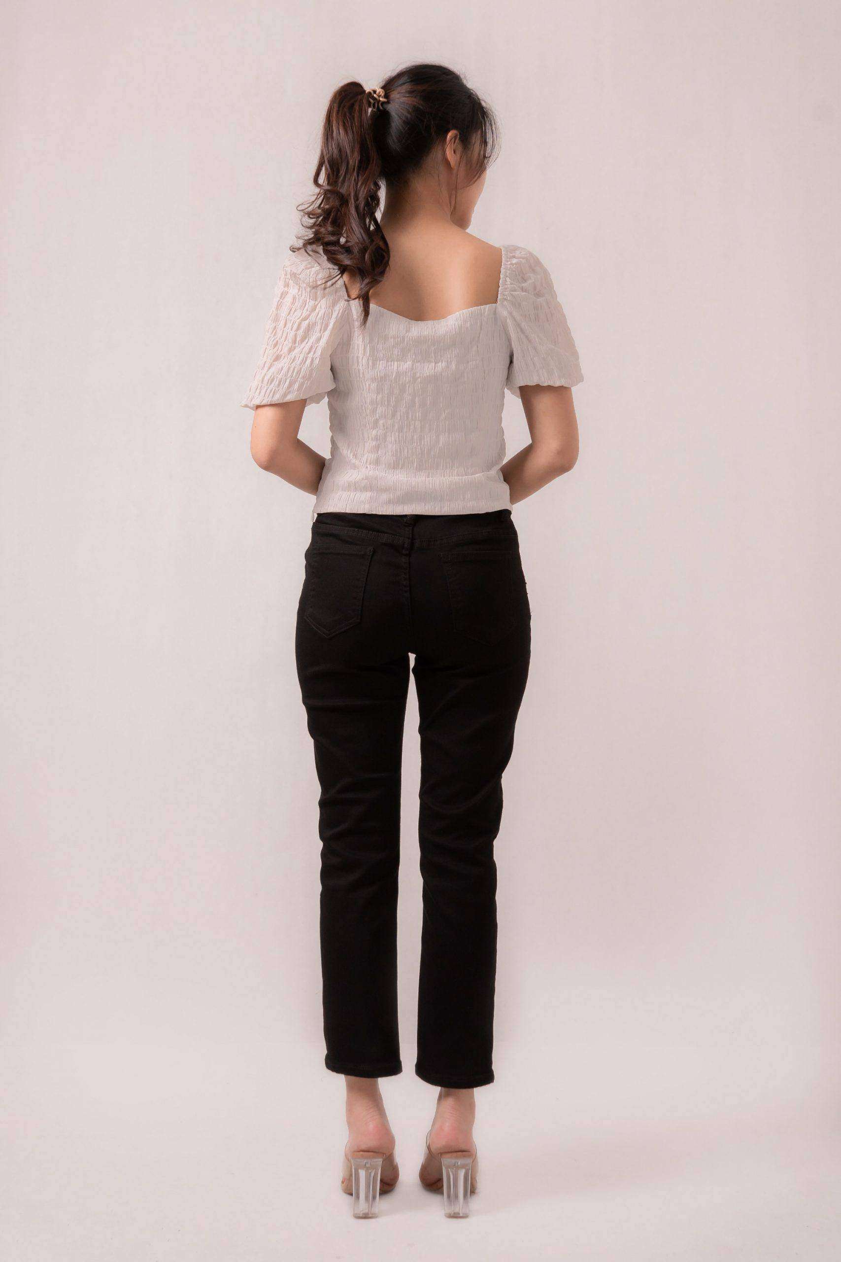 Orla Crinkle Dot Puff Sleeves Top 524308